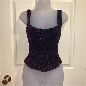 CACHE VELVET BEADED TOP